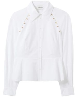 Claudie Pierlot Button-Detail Peplum Shirt - White