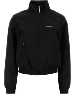 Balenciaga Logo Nylon Track Jacket - Black