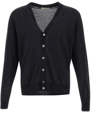 FILIPPO DE LAURENTIIS V-Neck Button-Up Cardigan - Blue