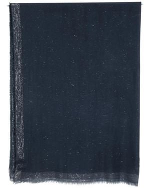 Faliero Sarti Glitter-Effect Frayed Scarf - Blue