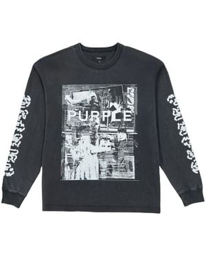 Purple Brand T-Shirt Con Stampa Grafica E Maniche Lunghe - Nero