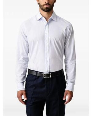 KARL LAGERFELD Vertical-Stripe Logo-Embroidered Shirt - White