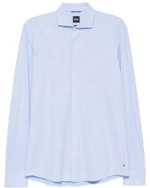 BOSS Camisa Con Cuello Italiano - Azul