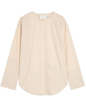 3.1 Phillip Lim Collarless Panelled Frayed-Edge Shirt - Natural