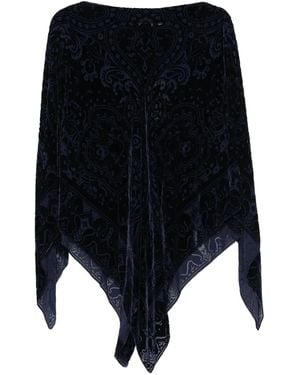 Etro Paisley-Velvet Poncho - Black