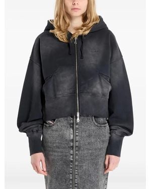 Dime Cropped Zip-Up Hoodie - Grey
