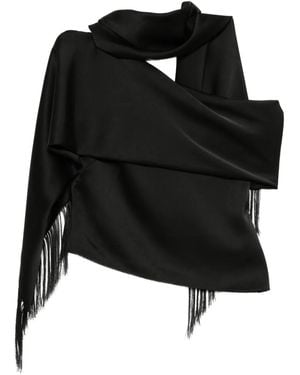 Monse Asymmetric Scarf Top - Black