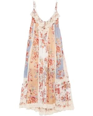 Zimmermann Floral Lace Midi Dress - White