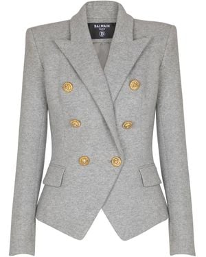 Balmain Six-button padded-shoulder jacket - Grau