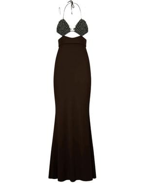 HIBOURAMA Venere Crystal-Embellished Cut-Out Maxi Dress - White