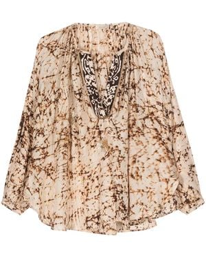 Mes Demoiselles Blouse En Soie À Imprimé Abstrait - Neutre