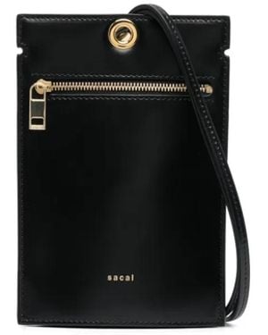 Sacai Sac Porté Épaule En Cuir - Noir