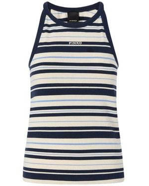 Pinko Débardeur Côtelé À Logo - Blue