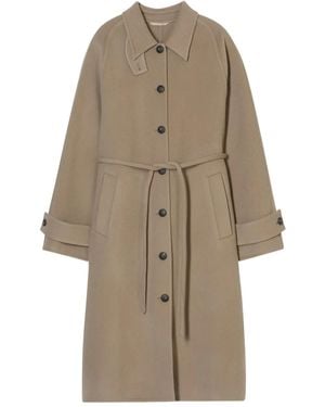Closed Wool Belted Coat - Natural