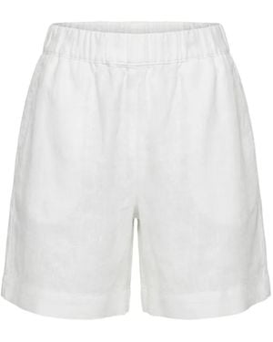 120% Lino Elasticated Linen Shorts - White