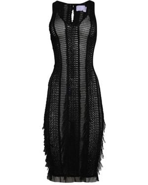 Roberta Einer Feather-Detailing Midi Dress - Black