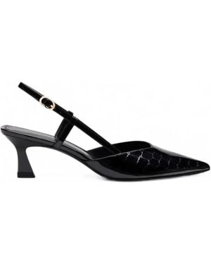 Stuart Weitzman Vinnie Crocodile-Embossed Leather Pumps - Black