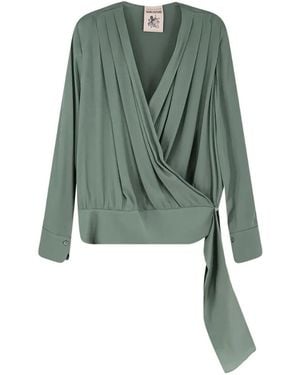 Semicouture V-Neck Wrap Blouse - Green