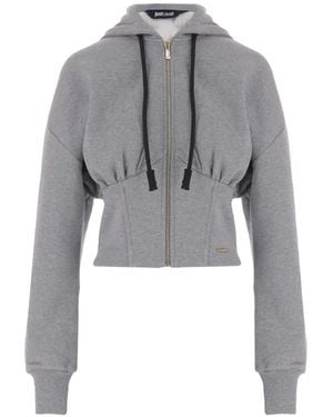 Just Cavalli Sudadera Estilo Corsé Con Capucha Y Cordones - Gris