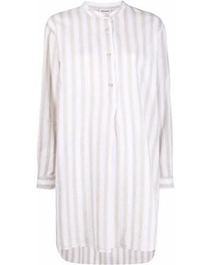 Woolrich Striped Collarless Long Shirt - White
