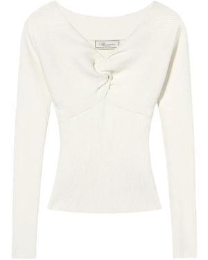 Blumarine Twist-Detail Ribbed Top - White