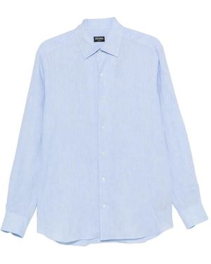 ZEGNA Long-Sleeve Button-Down Shirt - Blue