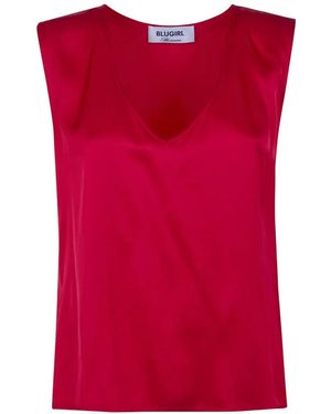 Blugirl Blumarine V-Neck Sleeveless Top - Red