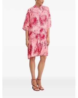 Liu Jo Leaf-Print Midi Dress - Pink