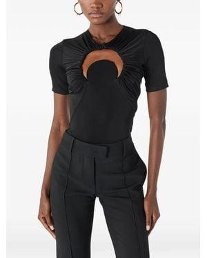 Marine Serre Moon Gathered Jersey Short Sleeve Top - Black