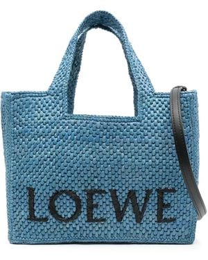 Loewe Petit Sac À Mainl Font En Raphia - Bleu