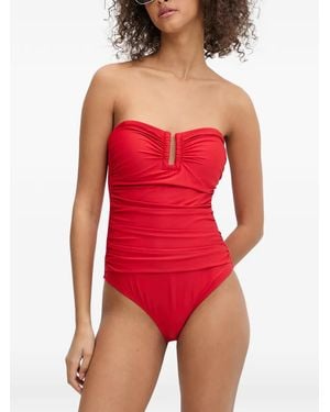 DKNY Ruched Swimsuit - Red