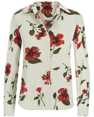 Oscar de la Renta Hibiscus Cotton Poplin Blouse - White