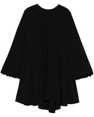 Forte Forte Scallop-Trimmed Flared Dress - Black