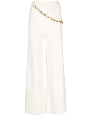 Rabanne Chainmail-Detail Wool-Cashmere Pants - White