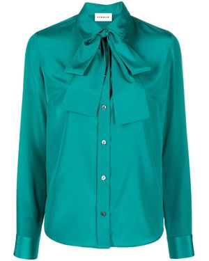 P.A.R.O.S.H. Pussy-Bow Collar Blouse - Green