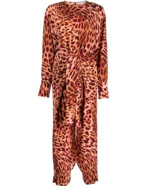 Stella McCartney Animal-Print Tie-Waist Jumpsuit - Red