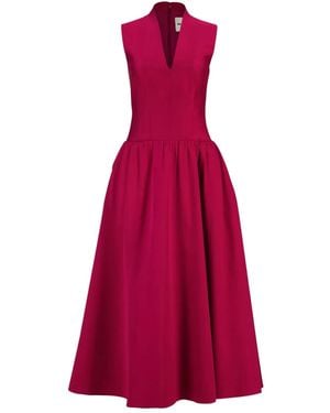 Roland Mouret Taffeta Ball-Skirt Dress - Red