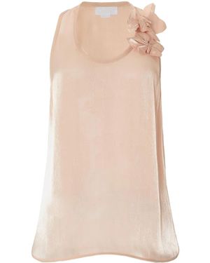 Genny Floral-Appliqué Tank Top - Natural