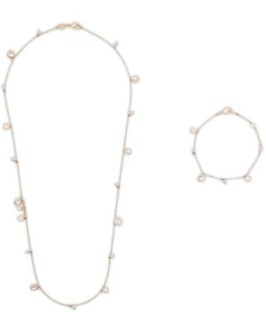 Swarovski Una Angelic Strandage Crystal-Pearl Necklace (Set Of Two) - White