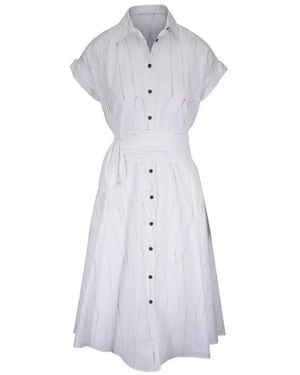 Kiton Tie-Waist Patterned Midi Dress - White