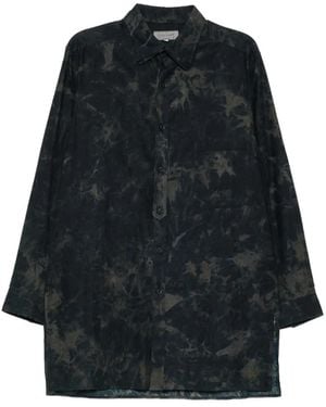 Yohji Yamamoto Triple-Collar Tab-Placket Shirt - Blue