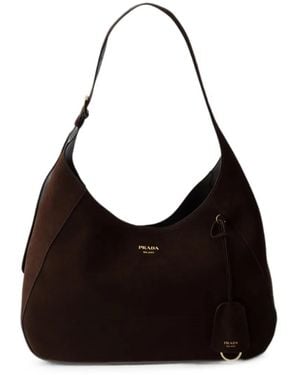 Prada Large Suede Bag - Black