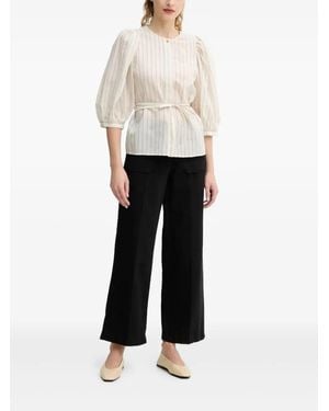 Sessun Puff-Sleeve Striped Blouse - White