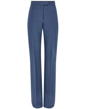 Ferragamo Pressed-Crease Straight-Leg Pants - Blue
