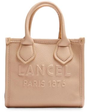 Lancel Sac Cabas Grainé À Logo Embossé - Natural
