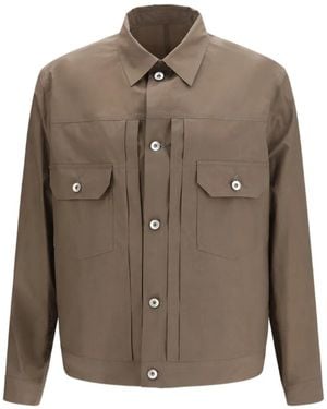 Sacai Buttoned Cotton Shirt Jacket - Brown