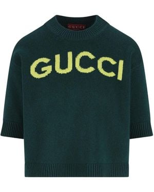 Gucci Camisa de manga corta con logo - Verde