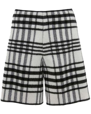 JW Anderson Tartan-Check Wide-Leg Shorts - Grey