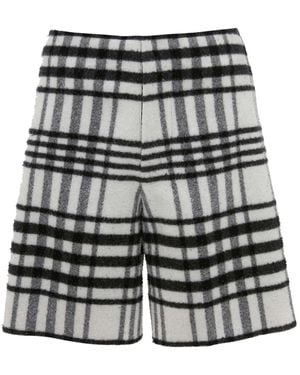 JW Anderson Tartan-Check Wide-Leg Shorts - Grey