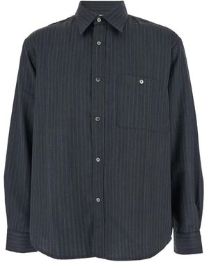 Tonywack Chemise Rayée À Col Pointu - Bleu